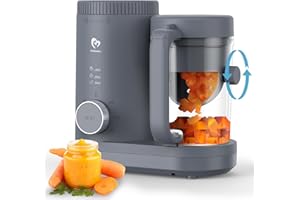 Baby Food Maker Bellababy Baby Food Processor, Puree Blender Steamer with Reversible Steam Basket, One Button Easy Operation & Large Opening for Easy Cleaning