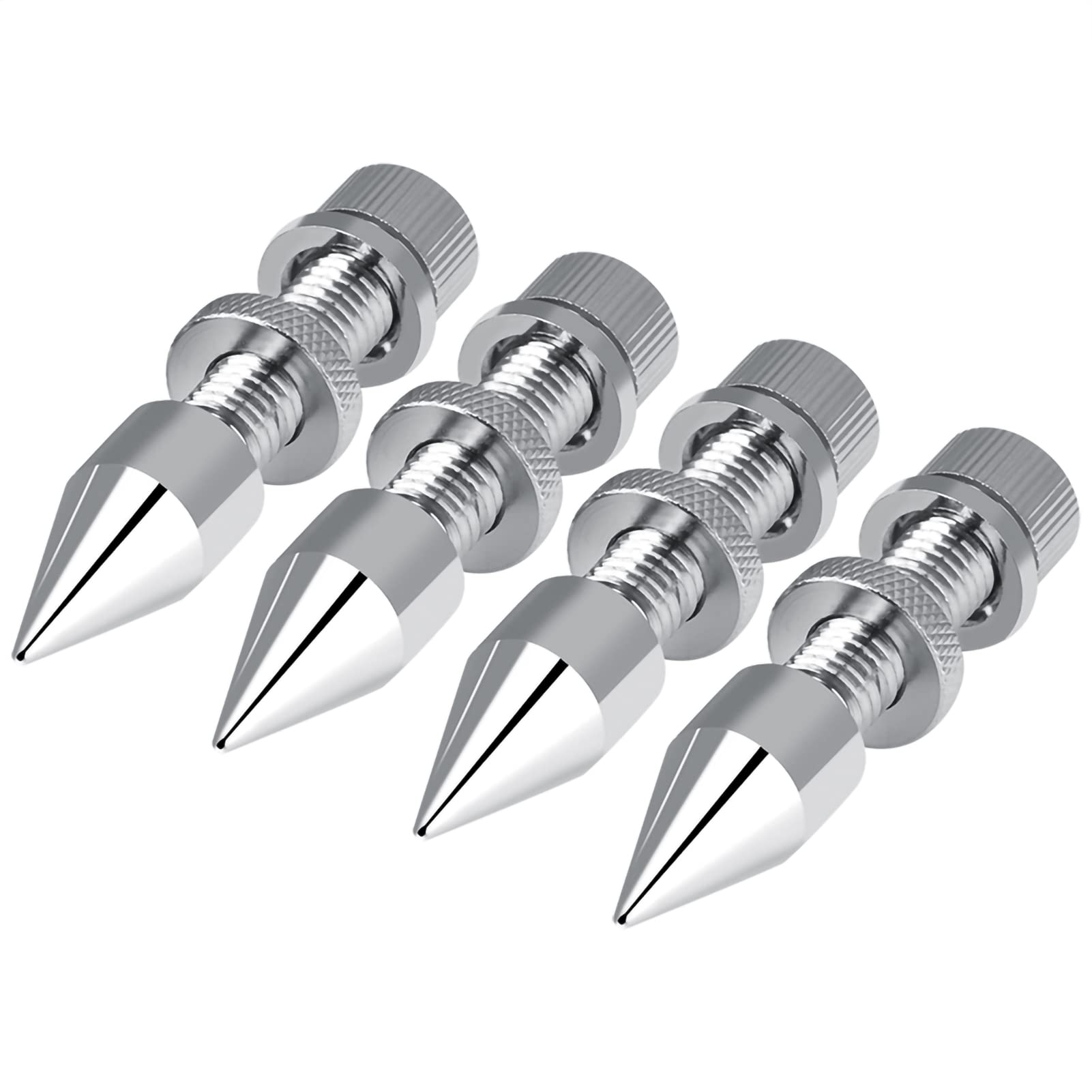 Vvikizy 4 Pcs Speaker Isolation Spikes, Silver, Metal, Speaker Amplifier Stand, M8 Spikes