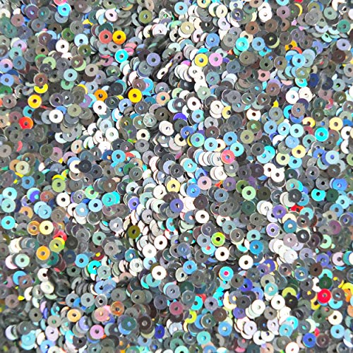 3mm Sequins Flat Round Bright Silver Lazersheen Reflective Metallic. Made in USA