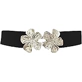 COTIM COYIN Women's Fashion Elastic Stretch Waist Belts With Metal Pin Flower Buckle for Jeans Pants Dress