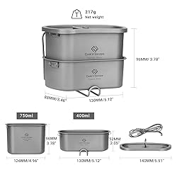 COOK'N'ESCAPE 750ML+400ML Titanium Canteen Mess Kit