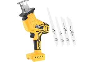 SAMVINOR Cordless Reciprocating Saw for Dewalt 20V Battery, 150W Power Brush Reciprocating Saws, 0-3500 SPM Variable Speed, 4 Saw Blades Kit Cutting Tool for Wood Metal PVC (Battery Not Included)