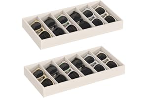 Ausalivan Sunglass Organizer Tray,Eyeglass Storage for Multiple Glasses,Jewelry and Sunglasses Drawer Organizer (Beige 2)