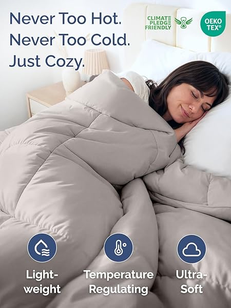 CAL KING SIZE, LIGHT GRAY ALTERNATIVE DOWN COMFORTER – WARM, LIGHTWEIGHT & BREATHABLE HOTEL QUALITY BEDDING SET FOR MEN, WOMEN, KIDS AND TEENS – ALL SEASON COOLING MICROFIBER DUVET INSERT COMFORTER