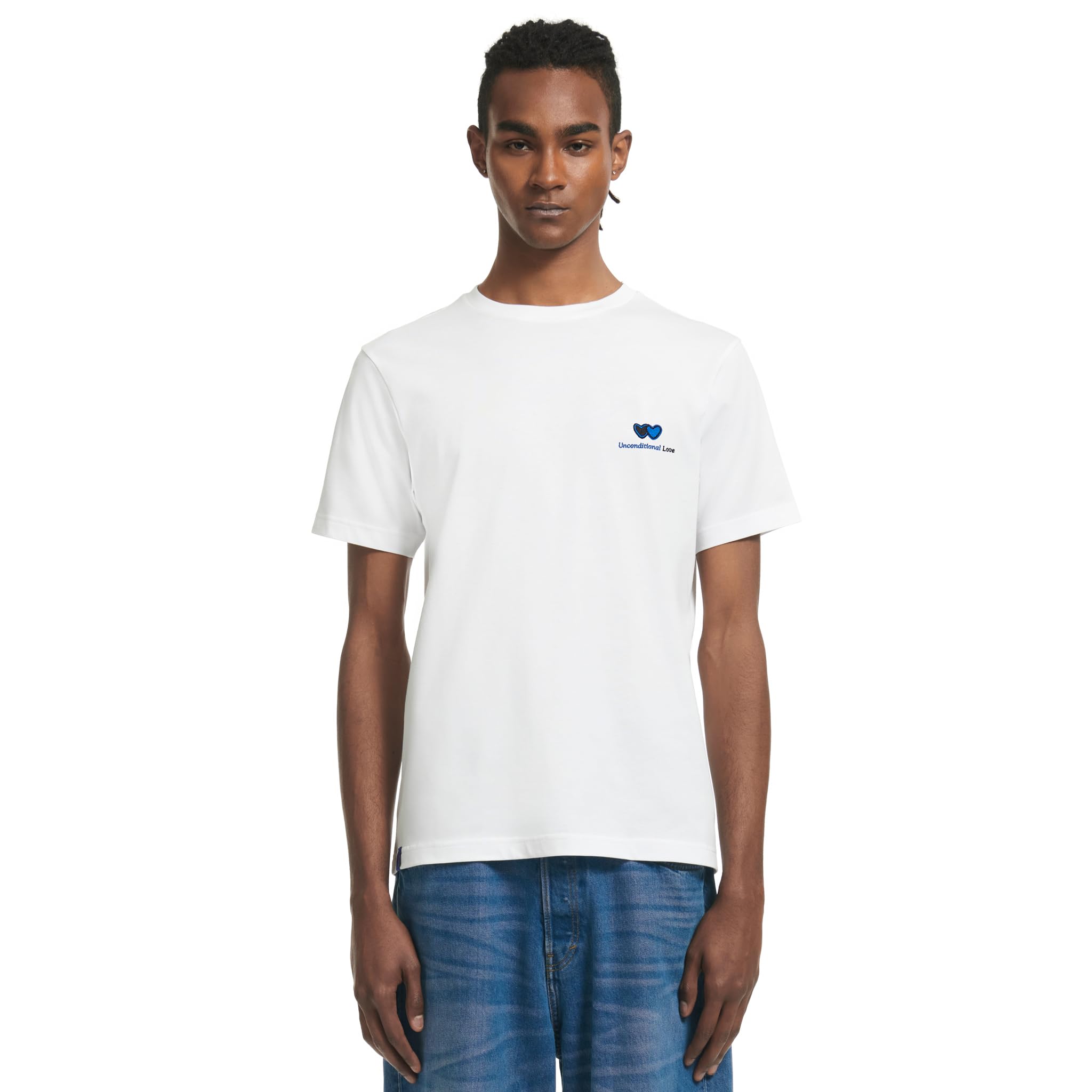 Inter Collection Unisex Adult Embroidery T-Shirt, White 17, S