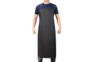 VWELL Vinyl Rubber Waterproof Apron, 41.5''Chemical Resistant Apron for Dishwashing, Lab Work, Butcher, Gardening, Dog Grooming PVC No Pocket