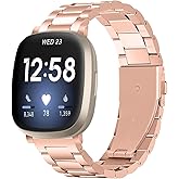 WIGERLON Compatible with Versa 3/Versa 4 Band for Men and Women,Stainless Steel Metal Watch Bands Replacement Straps Accessories for Fitbit sense 2 /fitbit sense
