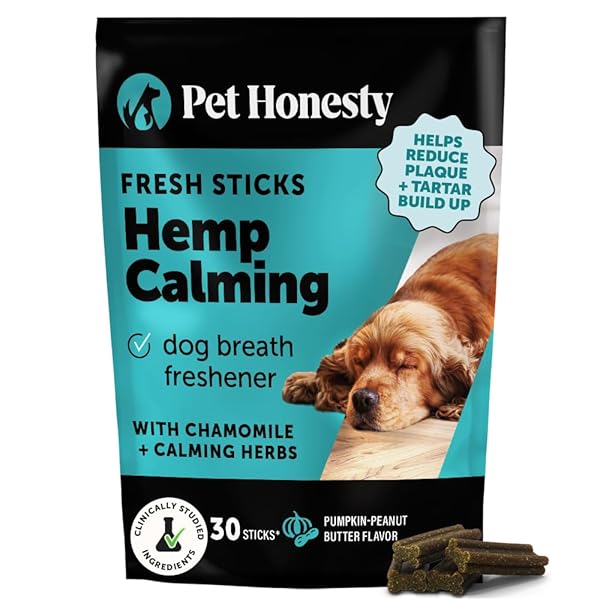 HEMP CALMING FRESH STICKS – DENTAL STICKS FOR DOGS – NATURAL DENTAL CHEWS, CALMING SUPPORT FOR DOGS, REDUCE HYPERACTIVITY AND ANXIETY, FRESHEN DOG BREATH, REDUCE PLAQUE + TARTAR – (30 CT)
