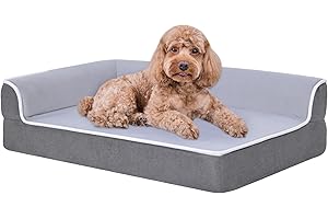 Dog Sofa Bed for Large Dogs and Medium, Comfy Pet Couch with Removable Washable Cover, High Density Foam and Nonskid Bottom (