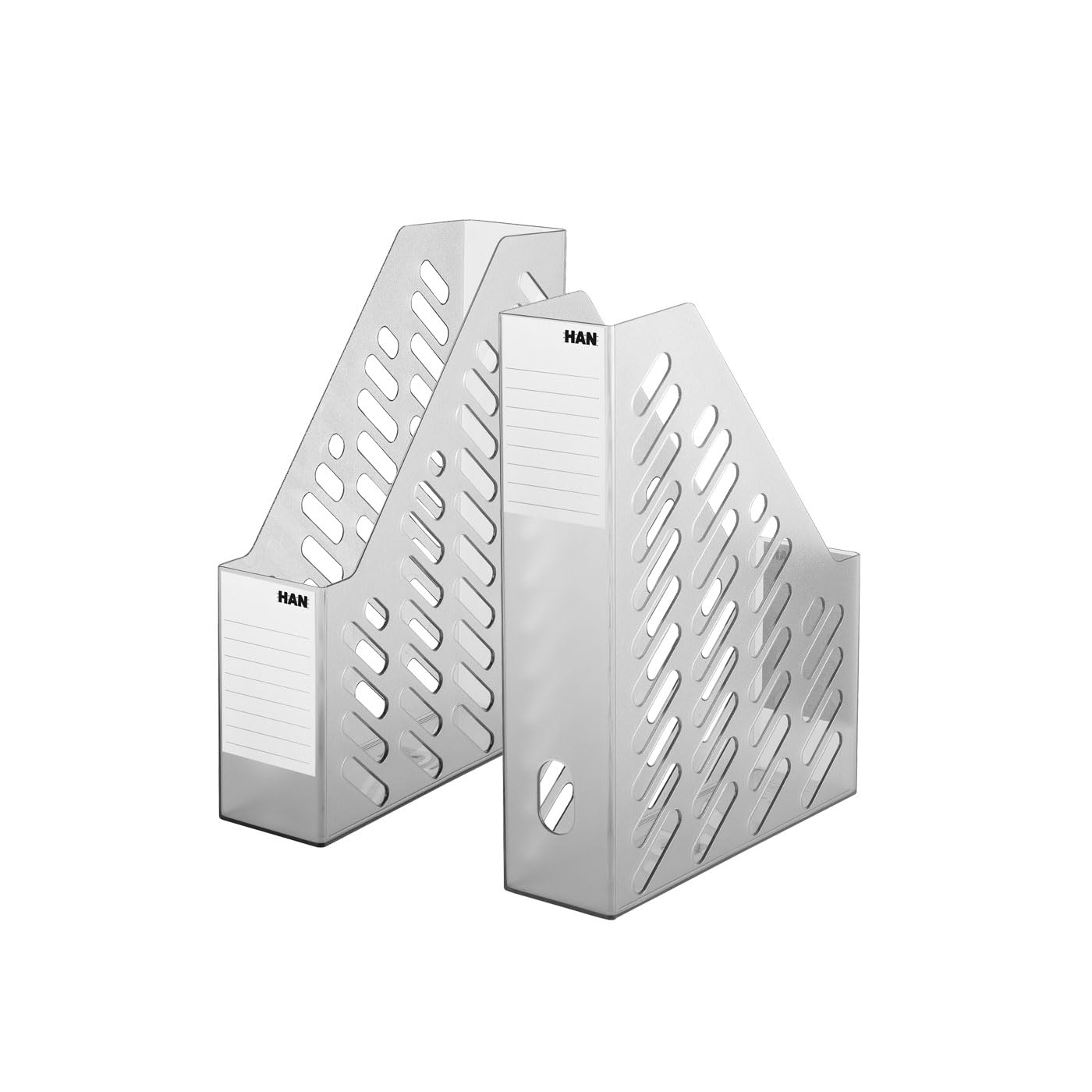 Han Brillant 76 x 248 x 320mm C4 Size Magazine File with Label - Translucent Grey