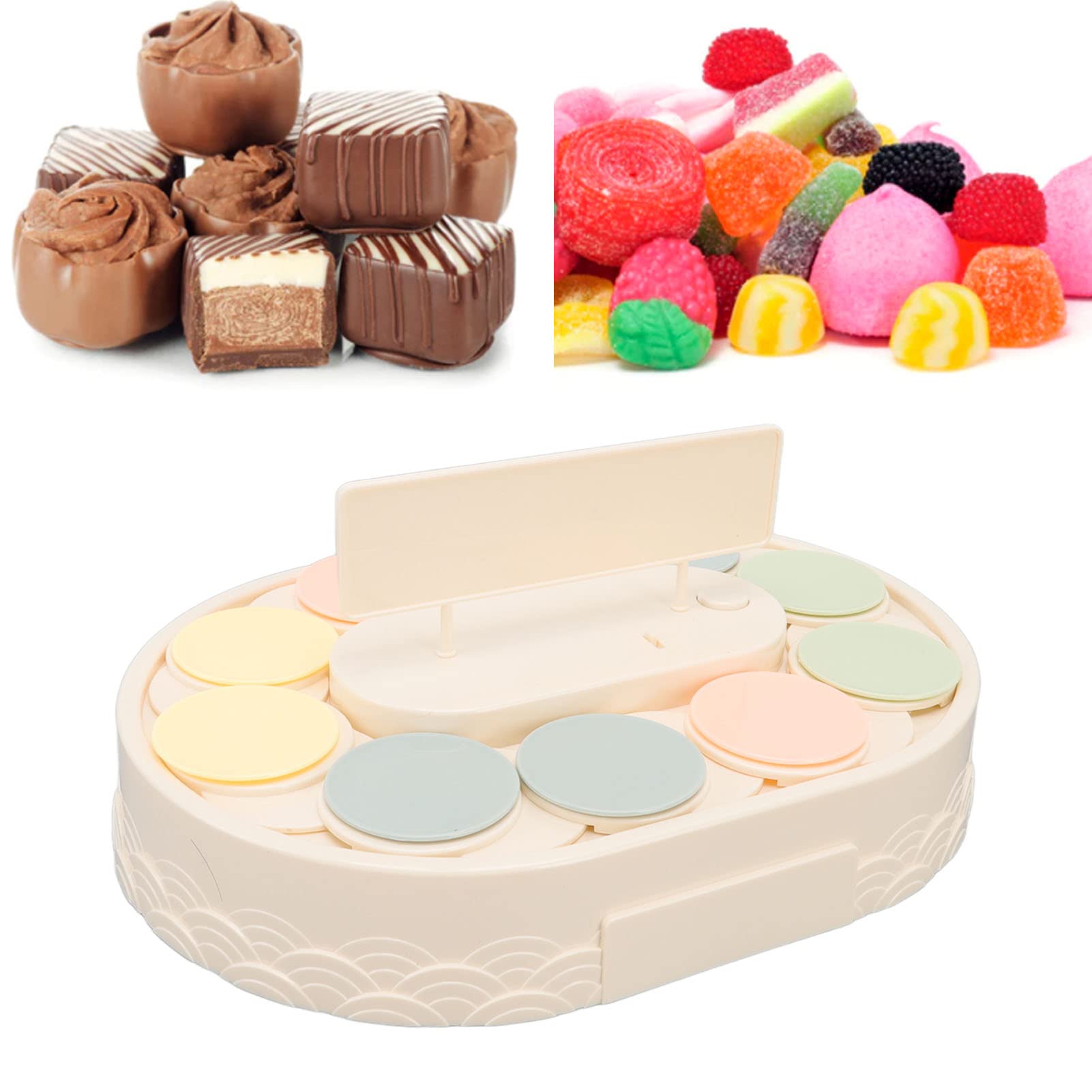 Automatic Rotating Dessert & Sushi Display Stand, Mini Swing Tray Turntable, 11.8 X 8.3 X 2.4in