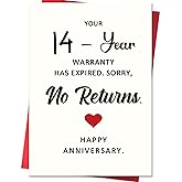 Smithtuy 14th Anniversary Card, 14 Year Anniversary Card Gifts for Him Her | Funny Ivory Wedding Anniversary Cards Gifts for Husband Wife Couples, 14 Year Anniversary Cards for Women Men
