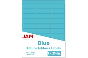 JAM PAPER Return Address Labels - Standard Mailing - 1 x 2 5/8 - Blue - 120 Shipping Labels/Pack