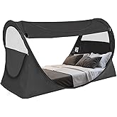 Alvantor Privacy Pop Up Bed Tent for Twin Bed, Easy Setup Blackout and Breathable Mesh Bed Canopy Lightweight Portable Sleep Pod with Carry Bag Dream Tent for Indoor Outdoor Use- Twin/Black