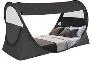 Alvantor Privacy Pop Up Bed Tent for Twin Bed, Easy Setup Blackout and Breathable Mesh Bed Canopy Lightweight Portable Sleep Pod with Carry Bag Dream Tent for Indoor Outdoor Use- Twin/Black