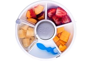 GoBe Kids Snack Spinner Bundle with Hand Strap and Sticker Sheet - Reusable Snack Container with 5 Compartment Dispenser and 