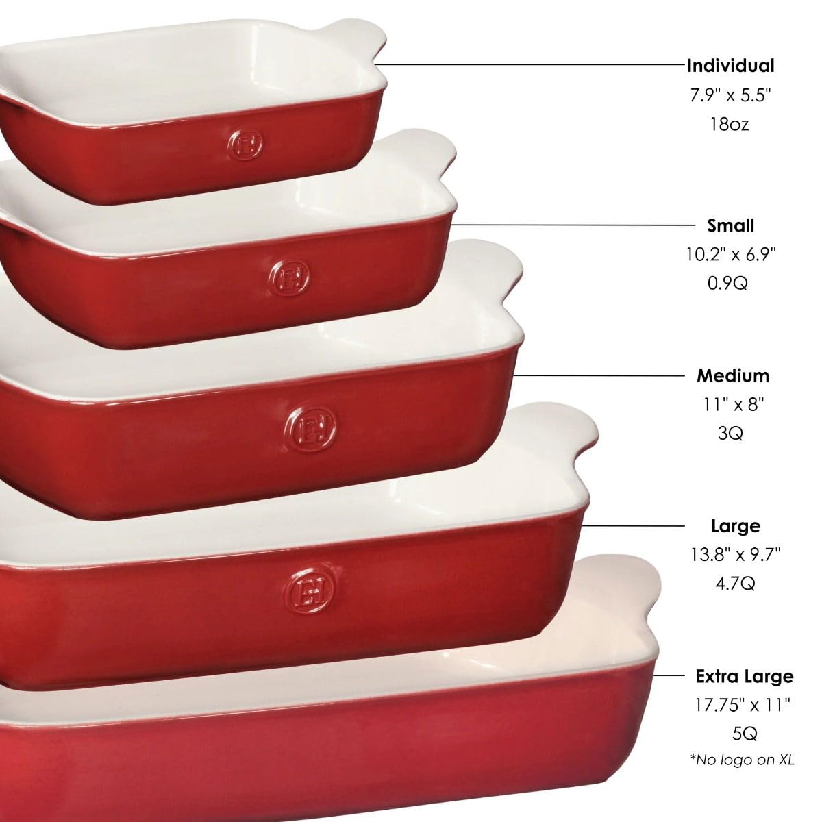 Condition photo showing New/Like New for emile henry 10.25" x 7" rectangular baker | rouge
