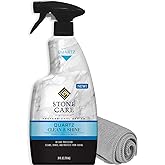 Stone Care International Quartz Cleaner and Polish - 24 Ounce with Microfiber Cloth - Clean and Shine Your Quartz Countertops Islands and Stone Surfaces with UV Protection