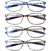 DOOViC Computer Reading Glasses 4 Pack Blue Light Blocking Glasses Anti Eyestrain Flexible Lightweight Readers for Women Men