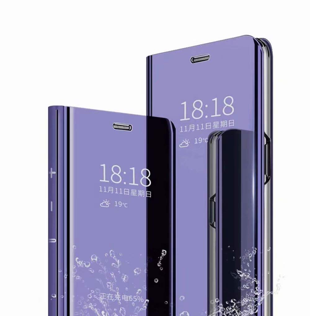 TingYR Case for Xiaomi Poco X3 NFC Cover, Plating Mirror Makeup Phone Case Flip Shockproof Cover, [Stand Function], Case Cover for Xiaomi Poco X3 NFC.(Purple)