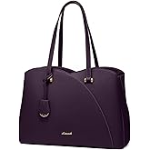 LOVEVOOK 17.3 Inch Laptop Tote Bag for Women, Teacher Work Tote Bags Laptop Bag, Leather Computer Bag Large Purses Handbag Professional Briefcase, Purple