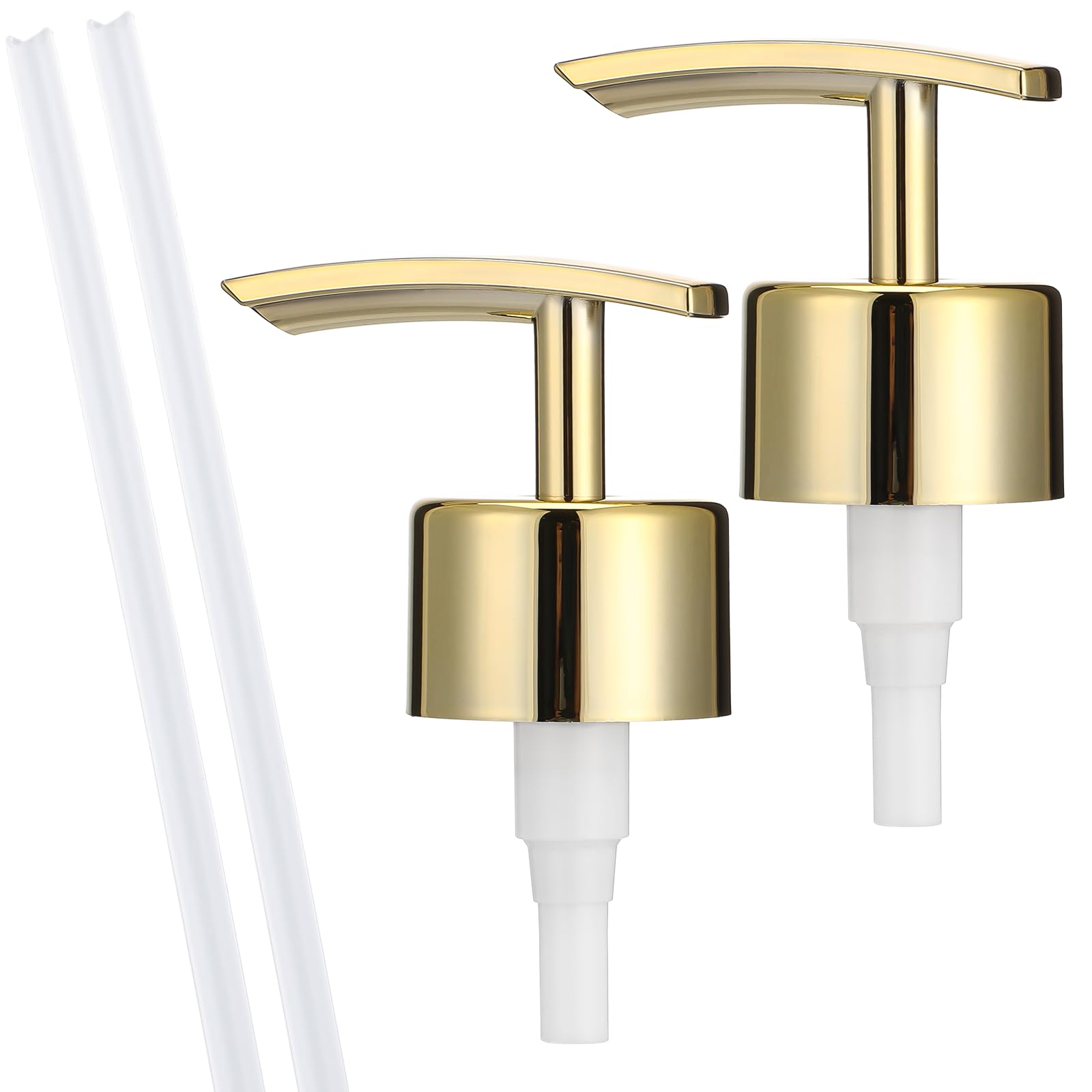Photo 1 of 2 Pack Gold Soap Dispenser Pump Replacement Top Dispenser Pumps Liquid Hand Soap Dispensers Refill Dispensers Soaps Pumps Replacement for Regular Lotion Hand Dish Soaps Glass Mouth Bottles