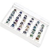 YITANA Plant Dried Flower Cut Mood Rings 36 Pieces/Lot with Jewelry Box Bulk Crystal Jewelry Wholesale