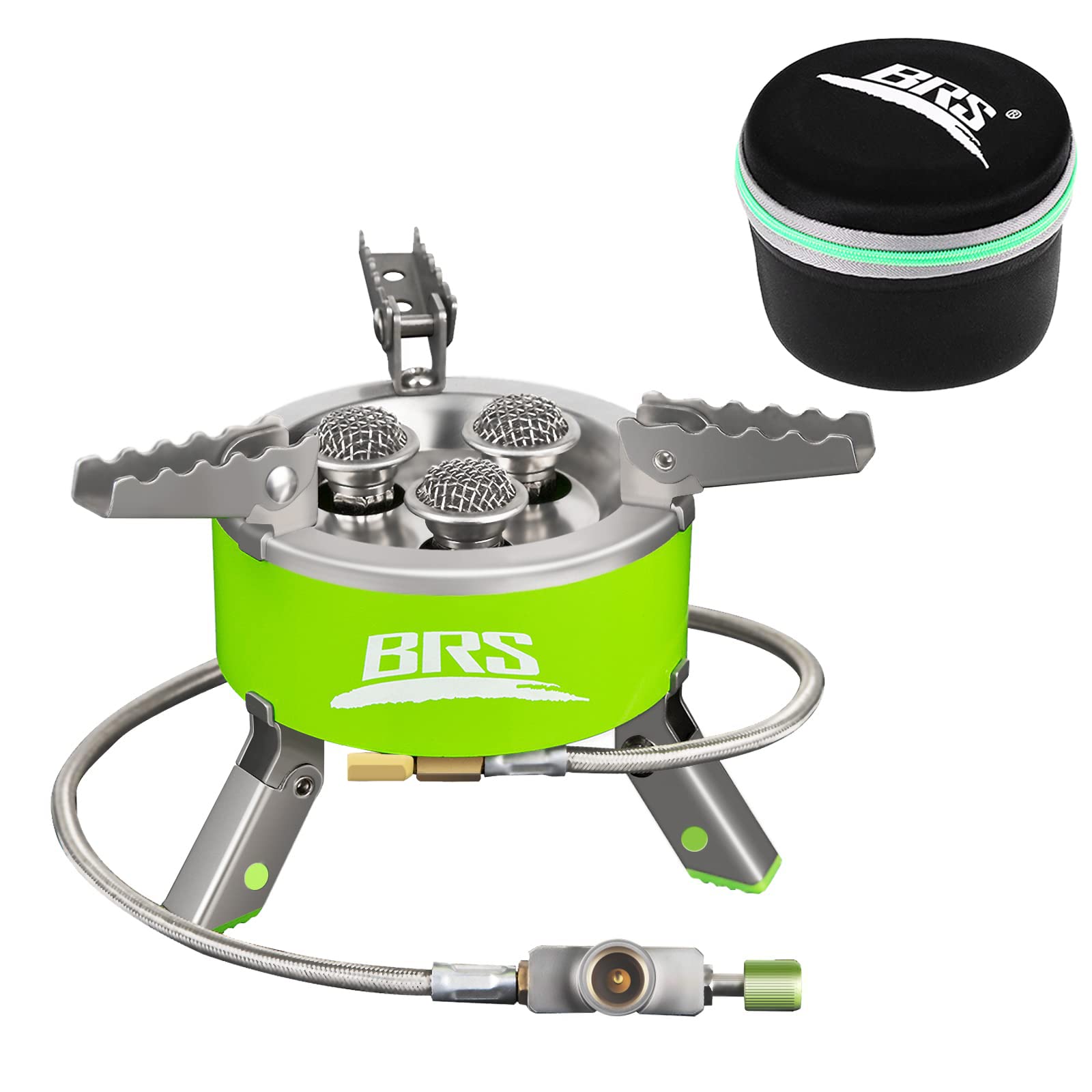 ONTOMYO 4200W Portable Camping Gas Stove Outdoor Folding Gas Stove Hiking Picnic Foldable Cooking Gas Stove Furnace Split Wilderness Self-driving Windproof Stove With a Storage Bag (BRS-73)