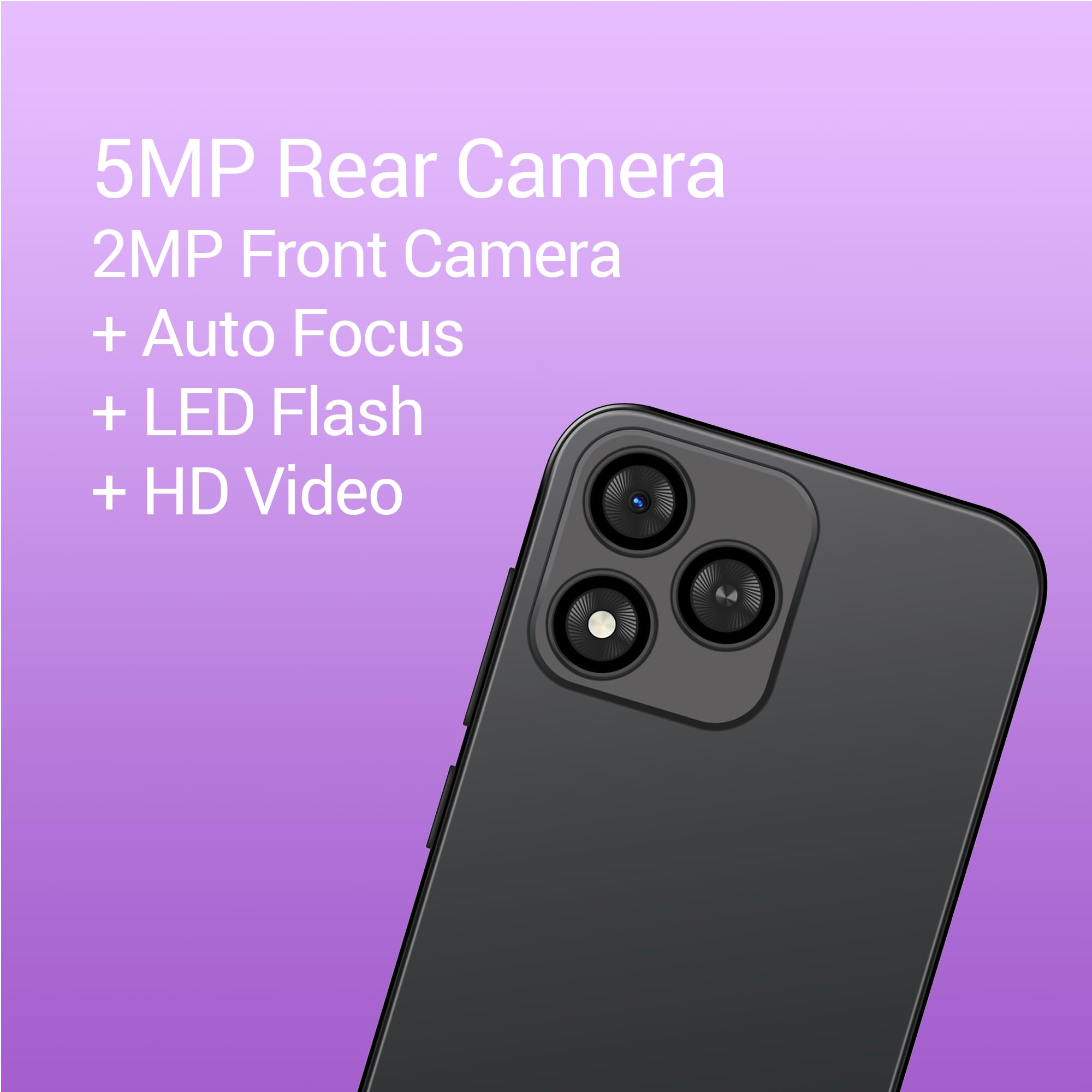 Bolt 1 | Dual SIM | Unlocked Smartphone | Android 14 (Go Edition) | 2 Day Battery | 5.0” FWVGA Display | 2GB RAM | 32GB Storage | 5MP Camera | Black