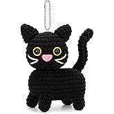 Dalycro Black Cat Keychain – Handmade Crochet Cat Plush Keychain, Cute Bag Charm for Women Backpacks Accessory Birthday Gifts