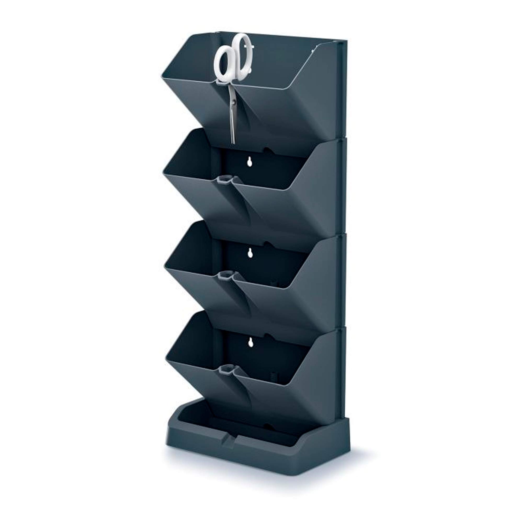 PROSPERPLAST Vertical Mini Cascade Plastic Planter in Anthracite 19.5 (L) x 11.4 (W) x 47.5 (H) cm with Garden Scissors