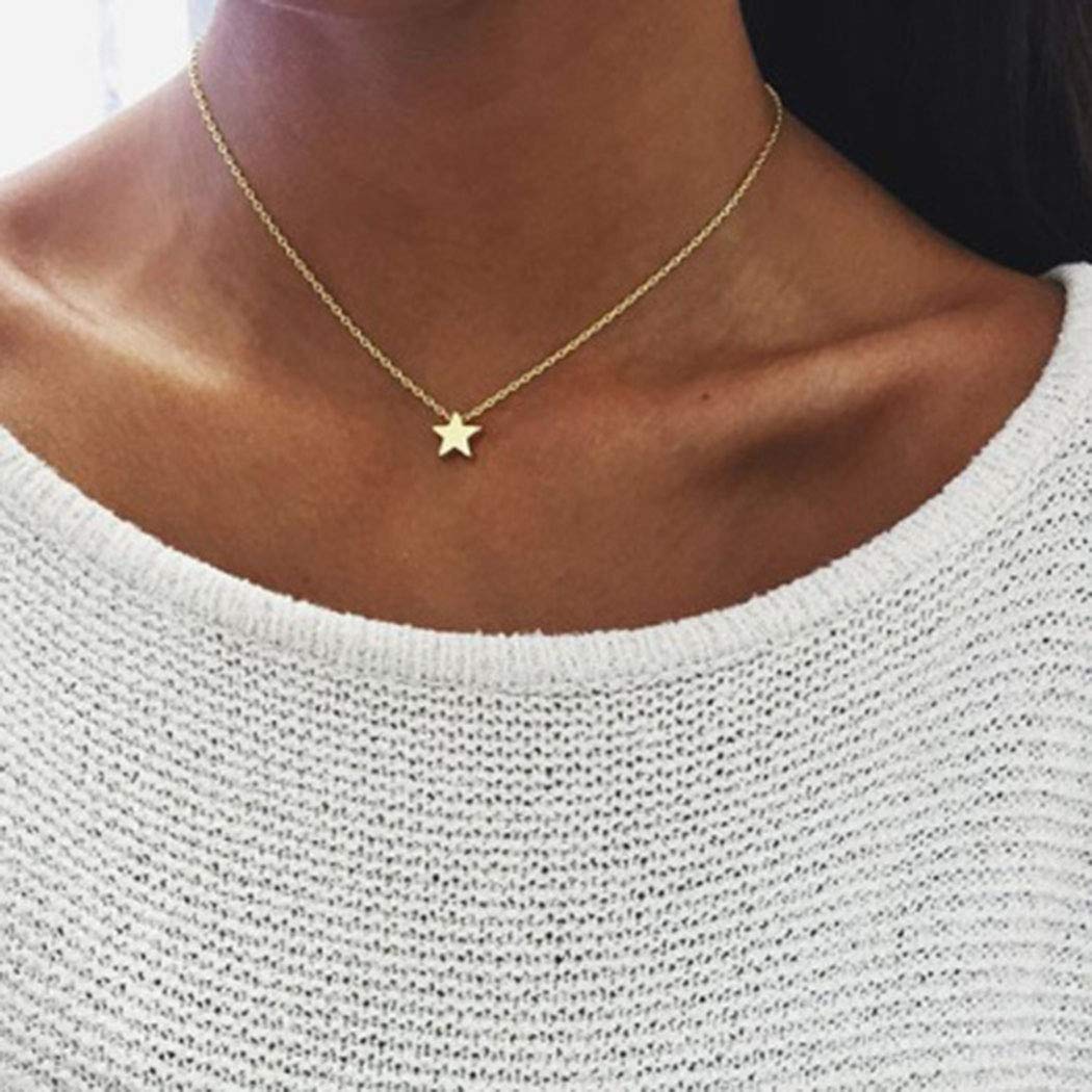 TseenYi Bohemian Star Necklace Choker Gold Star Pendant Necklace Minimalist Clavicle Necklaces Chain Jewelry for Women and Girls (Gold) — image 1