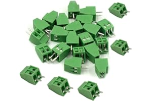 bnafes 2-Pin 2.54mm Pitch 150V 6A PCB Mount Screw Terminal Block Connector - (25 Pcs)