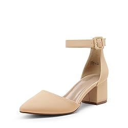 DREAM PAIRS ANNEE Pointed Toe Low Chunky Heels Pump