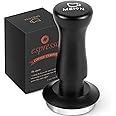MEION Espresso Tamper 53.3mm Coffee Tamper, Calibrated Dual Spring Loaded Barista Tamper with Stainless Steel Base, Comes with aluminum storage pad (53.3MM, Black)