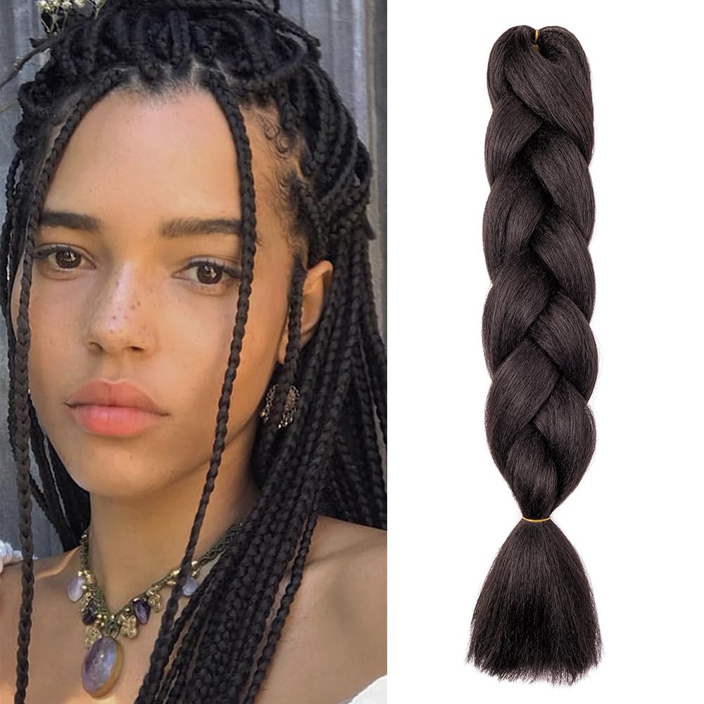 Cybelleza 24inch Ombre Jumbo Braids Hair Extensions Braiding Hair Pieces 1pcs Bundles Synthetic Jumbo Braid Hair Crochet Twist African Box, Dark Brown