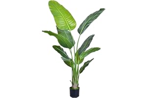 Aphighjoy Bird of Paradise Artificial Plant - Fake Plants Areca Palm Tree, No Need Styling Faux Tropical Palm Potted Tree for Home Office Decor (5FT-1Pack, Upgraded Bird of Paradise)