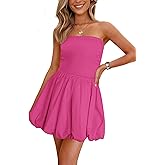 PRETTYGARDEN Women's Bubble Mini Dress Summer 2026 Strapless Tube Top Short A Line Trendy Casual Spring Smocked Sundresses