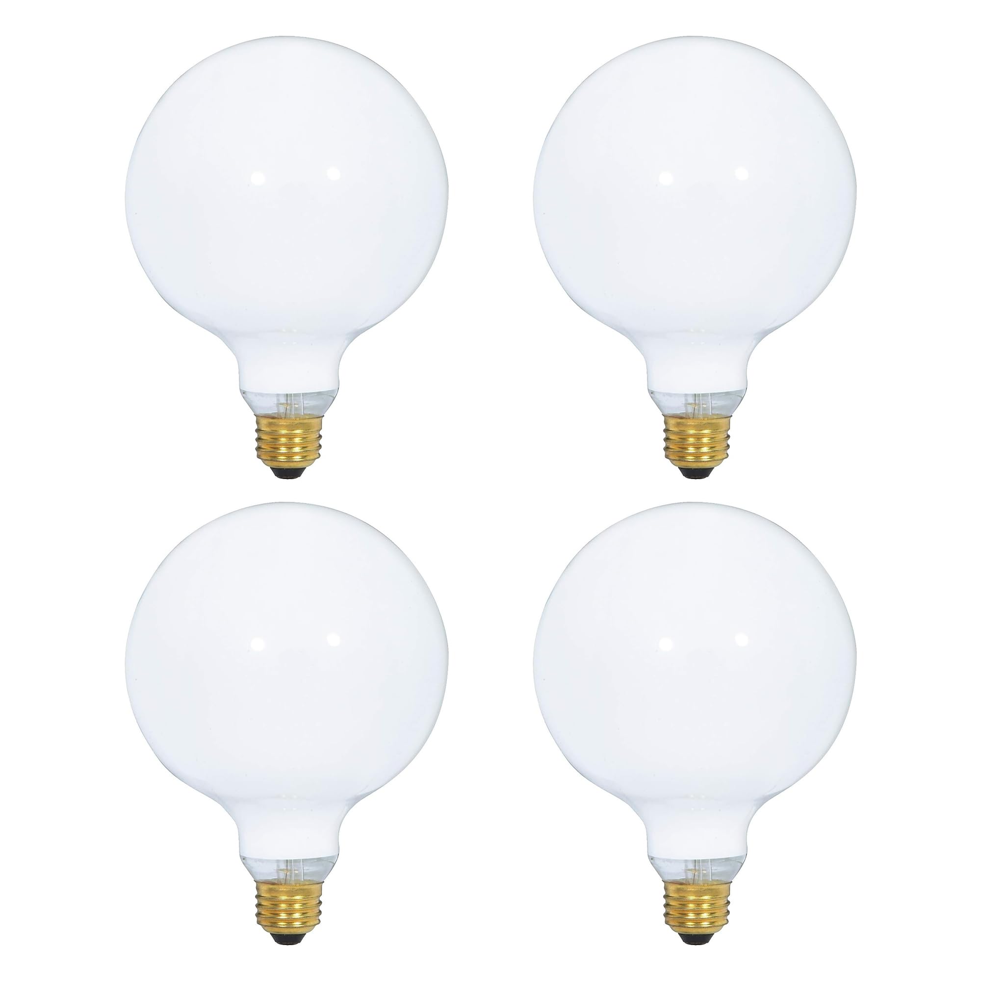 Photo 1 of (4 Pack) G25 Incandescent Incandescent Light Bulb 2700K Soft Light, Decorative Globe Light Bulbs,E26 Medium Base, Perfect for Pendant Bathroom/Vanity Mirror Makeup, Dimmable. (White-Finish, 25-Watt)