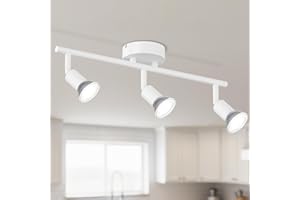 LVWIT 3 Lights Kitchen Track Lighting, White Modern Ceiling Spot Light Fixtures with Adjustable Light Heads (GU10 Bulbs Not I
