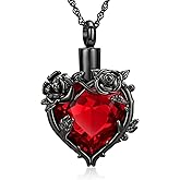 QGJNSGC Cremation Jewelry for Ashes Rose Flower Urn Necklace with Crystal Heart Ashes Pendant Butterfly Necklaces for Women Men Memorial Keepsake Jewelry Gift