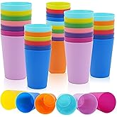 RETON 24Pcs Kids Plastic Cups, 260ml Reusable Plastic Cups for Kids, Multi Colored Plastic Drinking Cups Tumblers Set, Plastic Party Cups for Toddler Outdoor Picnic Camping Beach Travel((12 Colors)