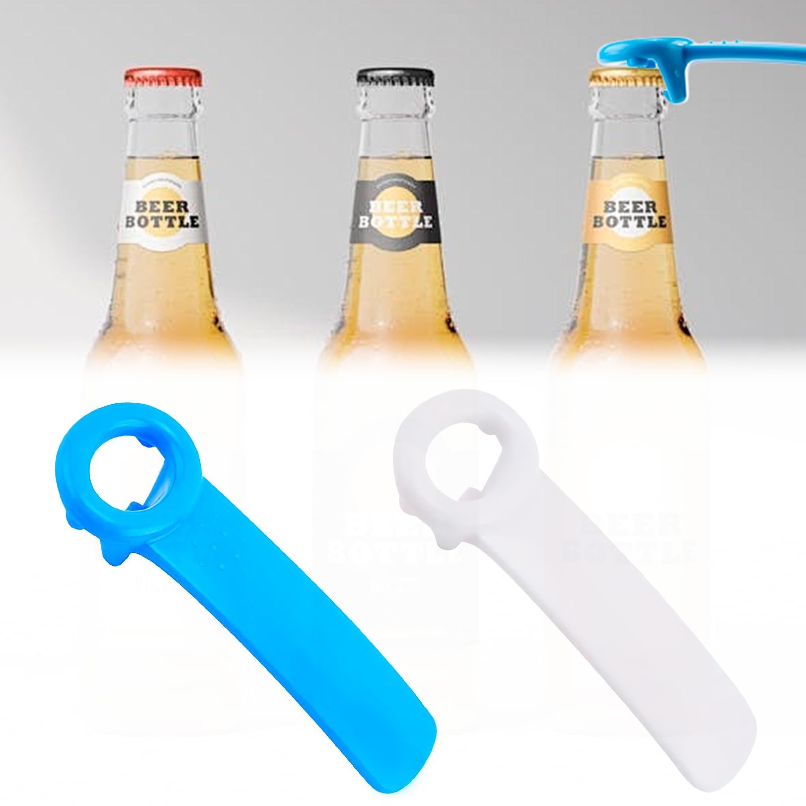 Original Easy Jar Key Opener 2-Pack Easy Can Lid Openers for Arthritis & Weak Hands Bottle and Jar Lid Grippers for Elderly, Women and Kids Effortless Lid Removal Tools in Blue & White