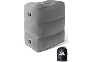 JefDiee Inflatable Foot Rest Pillow, Kids Airplane Bed, Adjustable 3 Layers Height Leg Rest Pillow, Airplane Travel Essentials Great for Office, Home, Trains, Cars