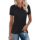 TFSDOD Womens Golf Polo Shirts Collared Short Sleeve T Shirt Lightweight Moisture Wicking Polo Casual 3 Buttons Outfits