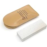 Genuine Hard (Fine) Arkansas Novaculite Pocket Knife Sharpening Stone 3" x 1" x 3/8" in Imitation Leather Pouch (Hard (Fine))