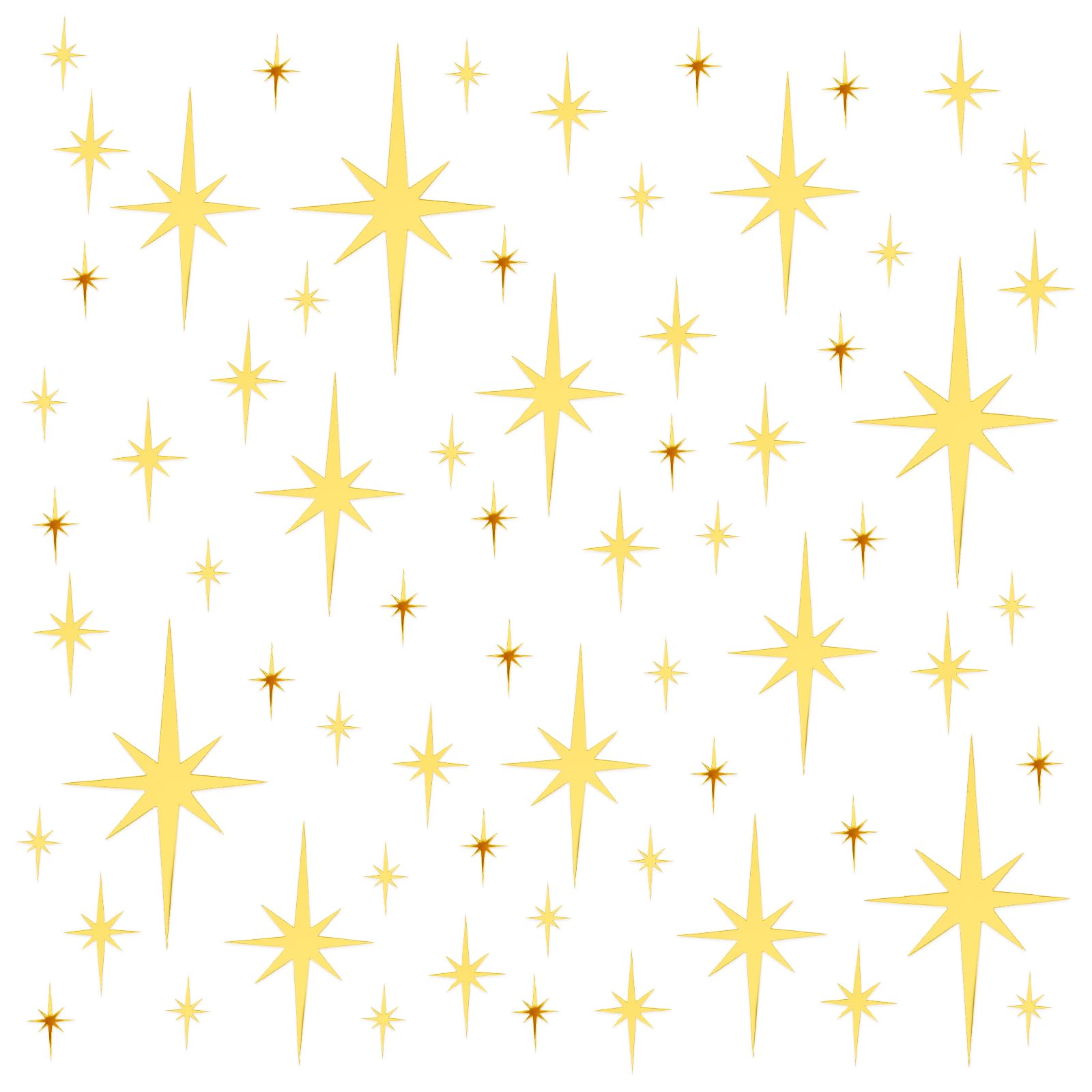 YUXIANLB 92 Pcs Gold Star Wall Decals Mirror Stickers for Walls, Removable 3D Acrylic Mirror Wall Stickers for Living Room, Sparkle Star Decals for Wall Home Bedroom Decor- 5 Sizes