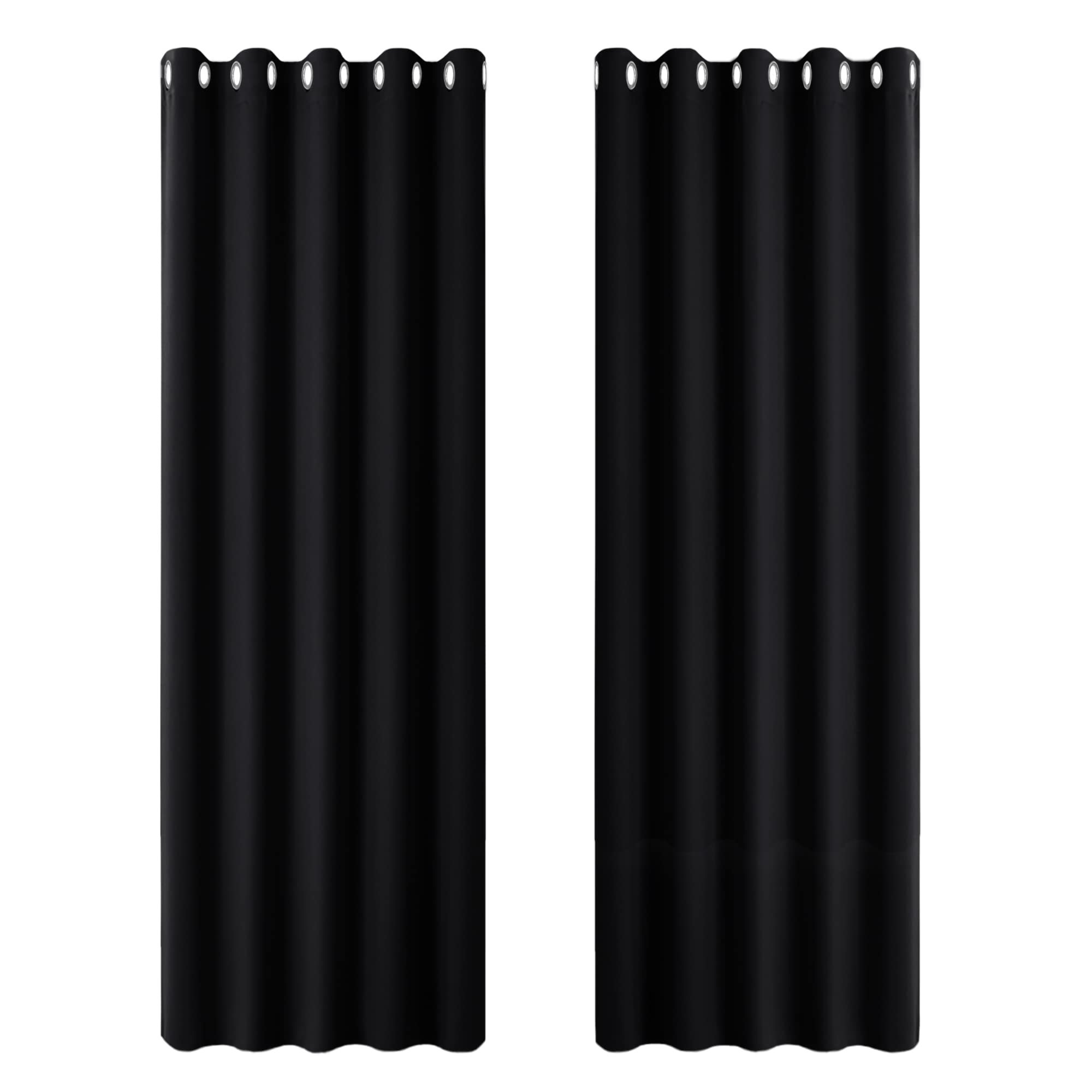 PONY DANCE Eyelet Black Blackout Curtains - Thermal Insulated Light Blocking Curtains & Drapes for Halloween Decor Bedroom Living Room Privacy Protection Panels, 1 Pair, Width 66 Inch x Depth 72 Inch — image 1