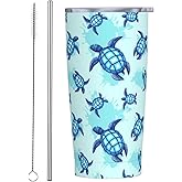 JASROTAO Sea Turtle Tumbler,Turtle 20oz Stainless Steel Insulated Travel Tumblers,Travel Coffee Mug with Lid and Straw Water Bottle Drink Tumbler Cups Gifts for Women Men Lovers