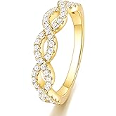 SHINYSO Wedding Bands for Women Infinity Stacking Ring Half Cubic Zirconia Eternity Engagement Ring Size 4-10